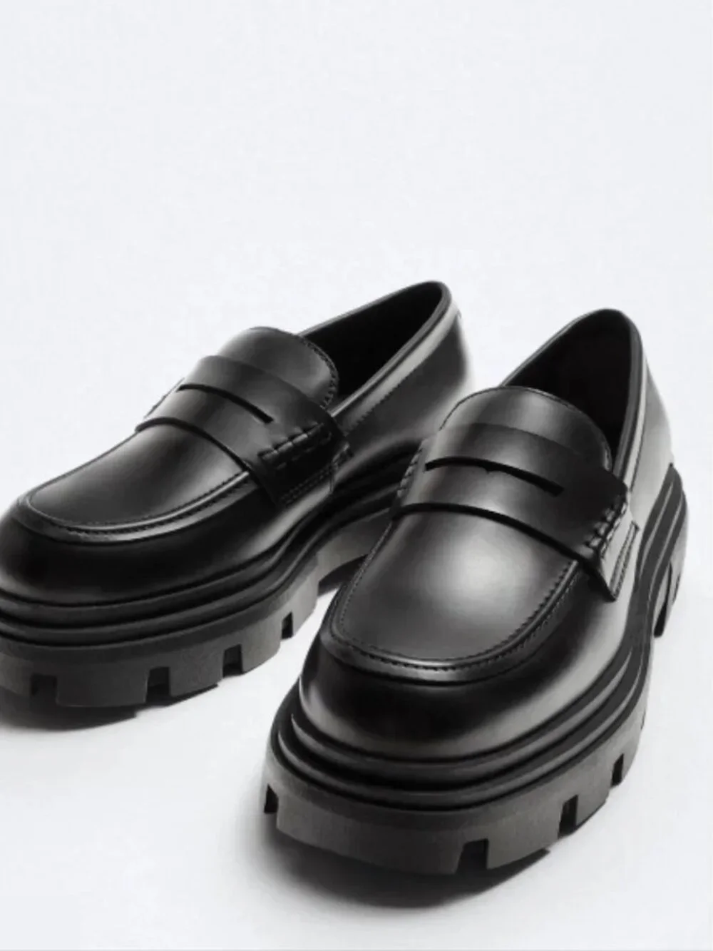 Zara Black Women's Chunky Platform Penny Loafers - Size 37 EU - Picture 5 of 6